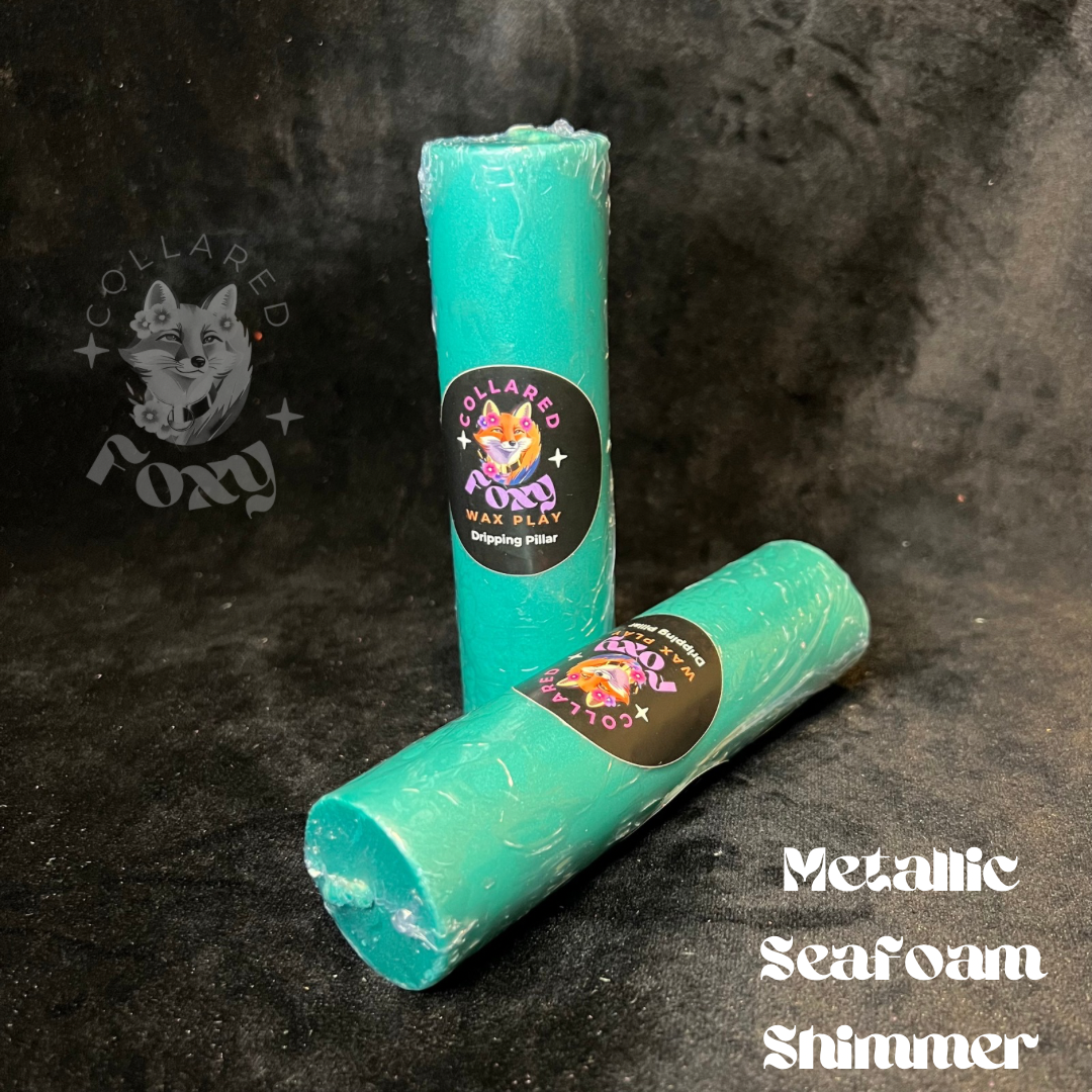 Seafoam Metallic Shimmer Paraffin Dripping Pillar Wax Play Candle