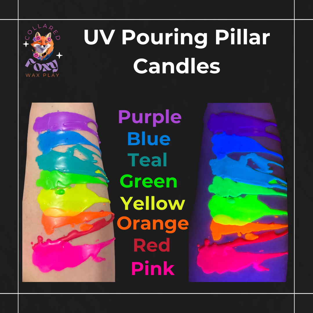 Rainbow Stripe UV Reactive Soy Pouring Pillar Wax Play Candle