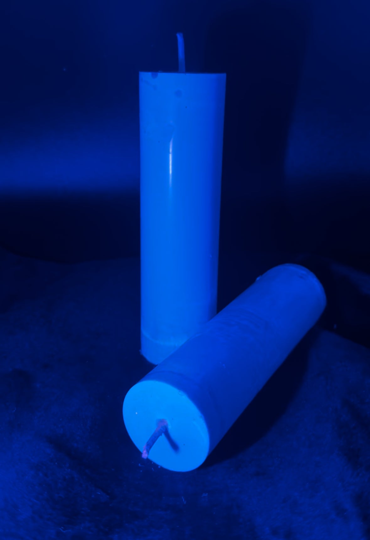 Blue UV Reactive Soy Pouring Pillar Wax Play Candle