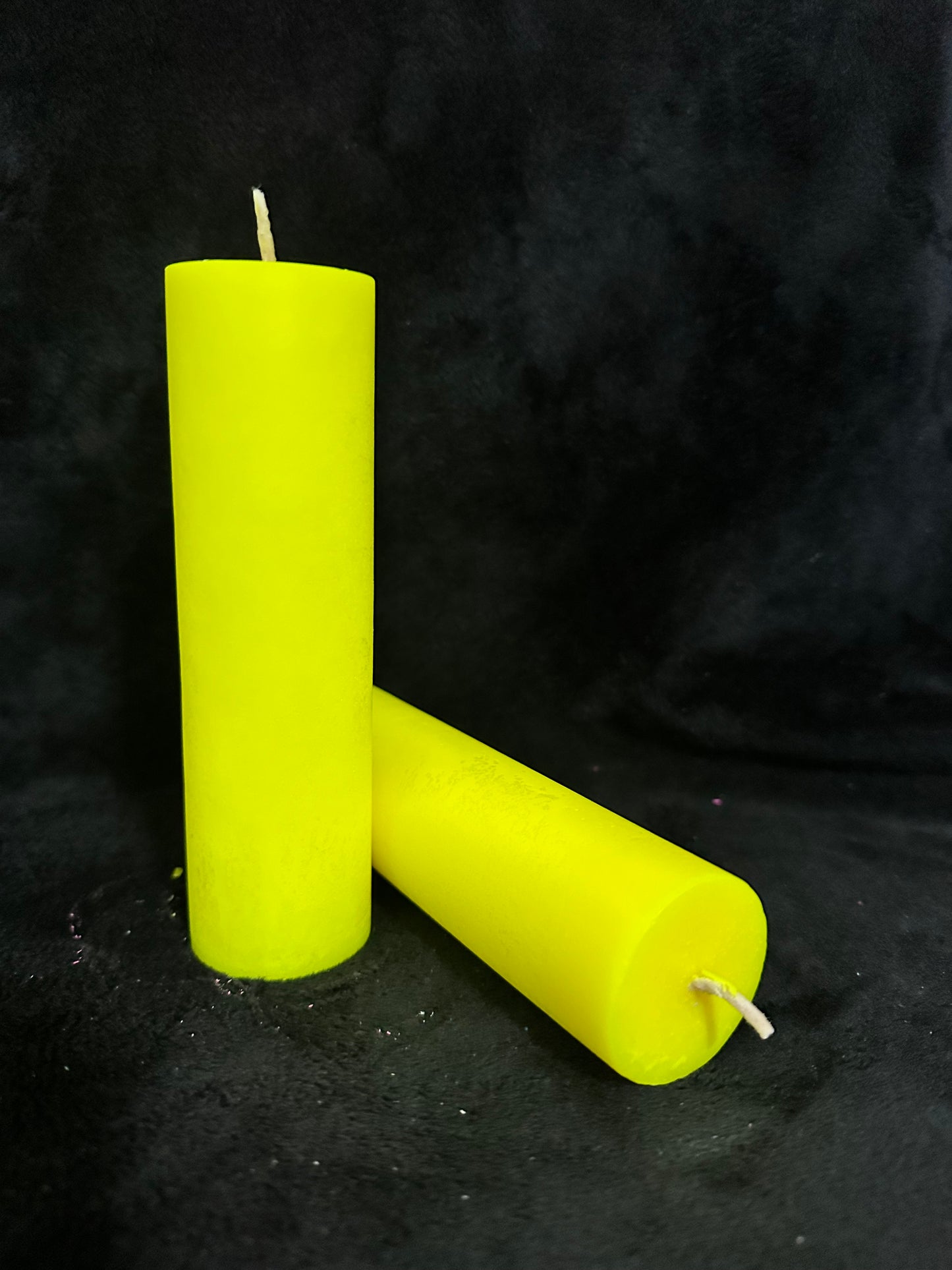 Yellow UV Reactive Paraffin Dripping Pillar Candle