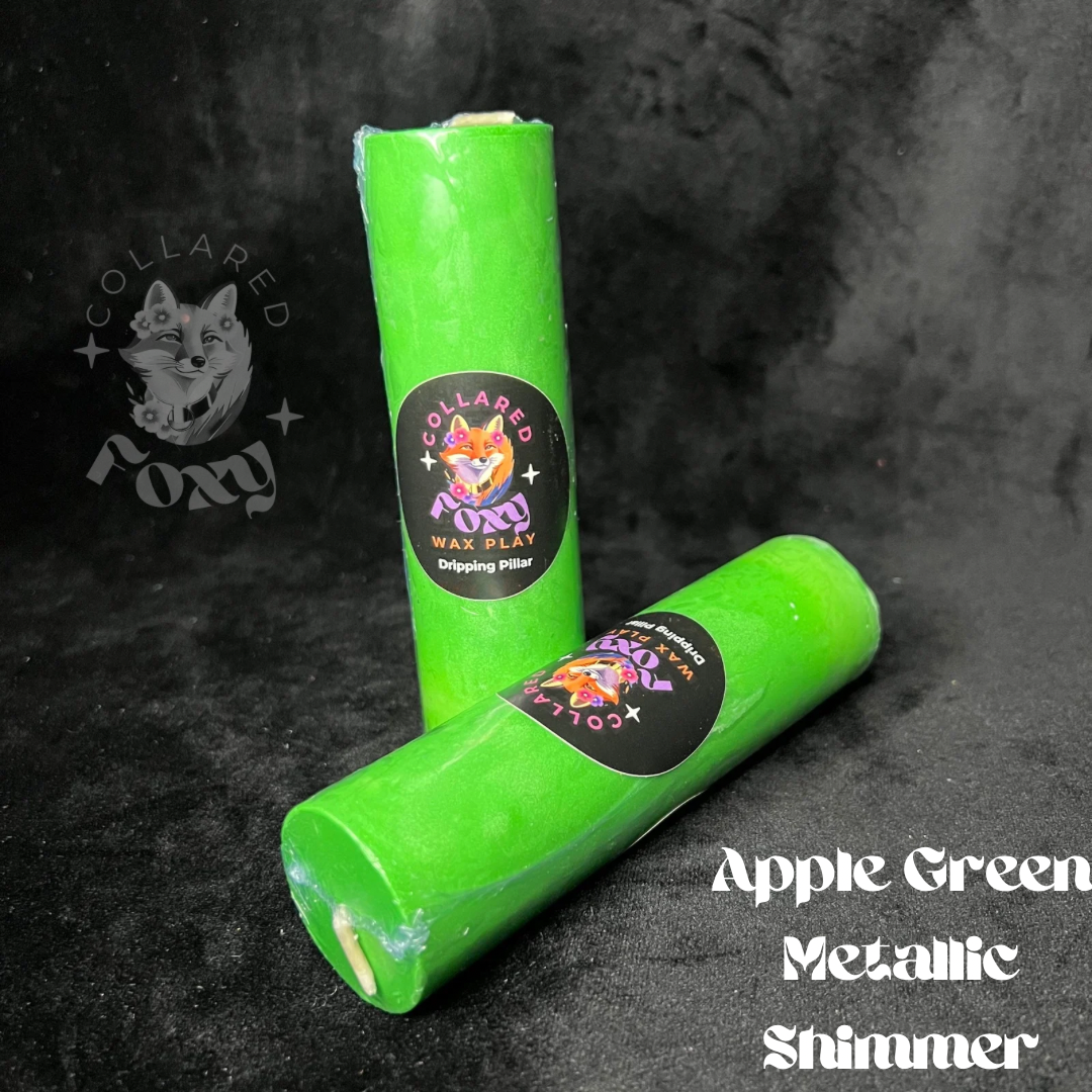 Green Apple Metallic Shimmer Paraffin Dripping Pillar Wax Play Candle