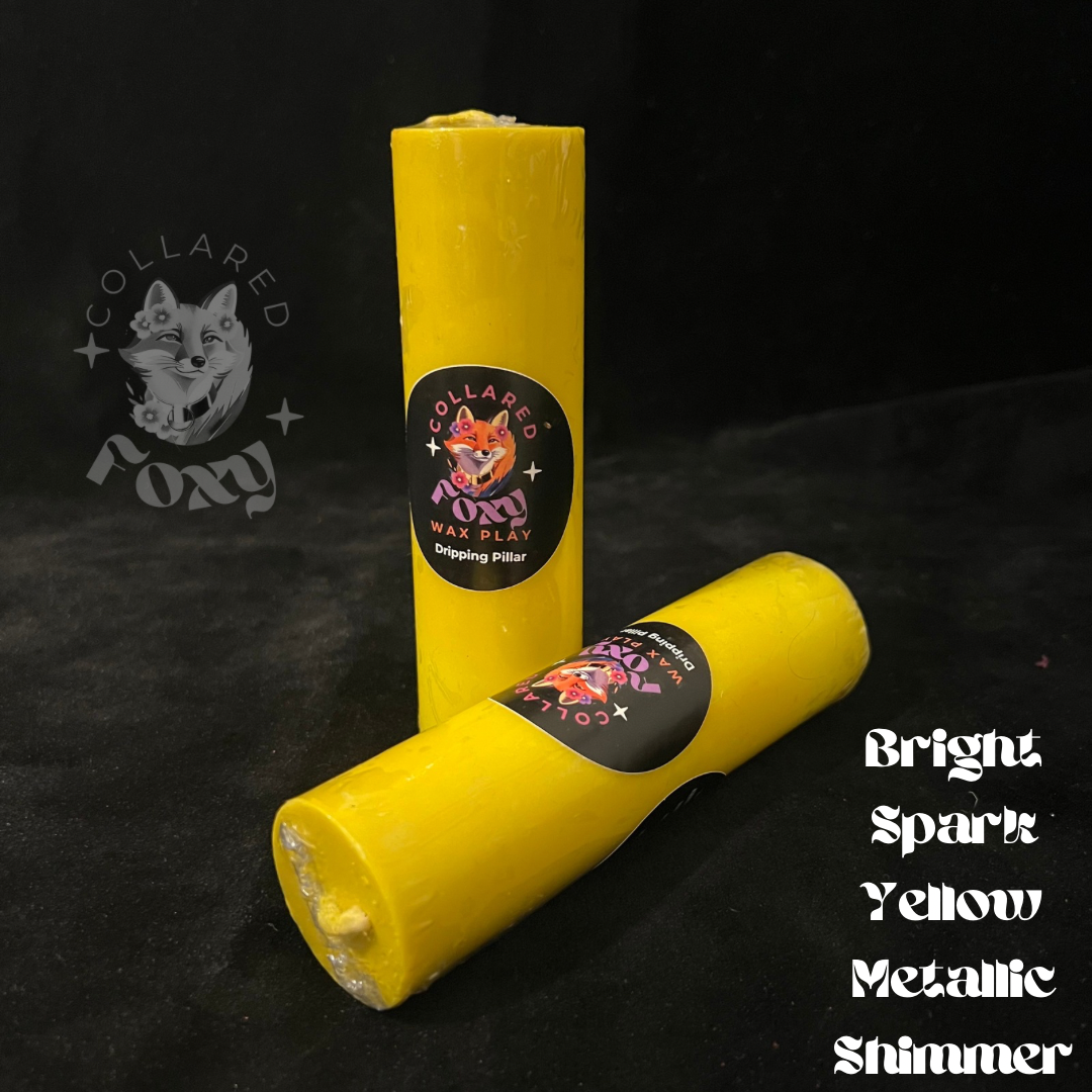 Bright Spark Yellow Metallic Shimmer Paraffin Dripping Pillar Wax Play Candle