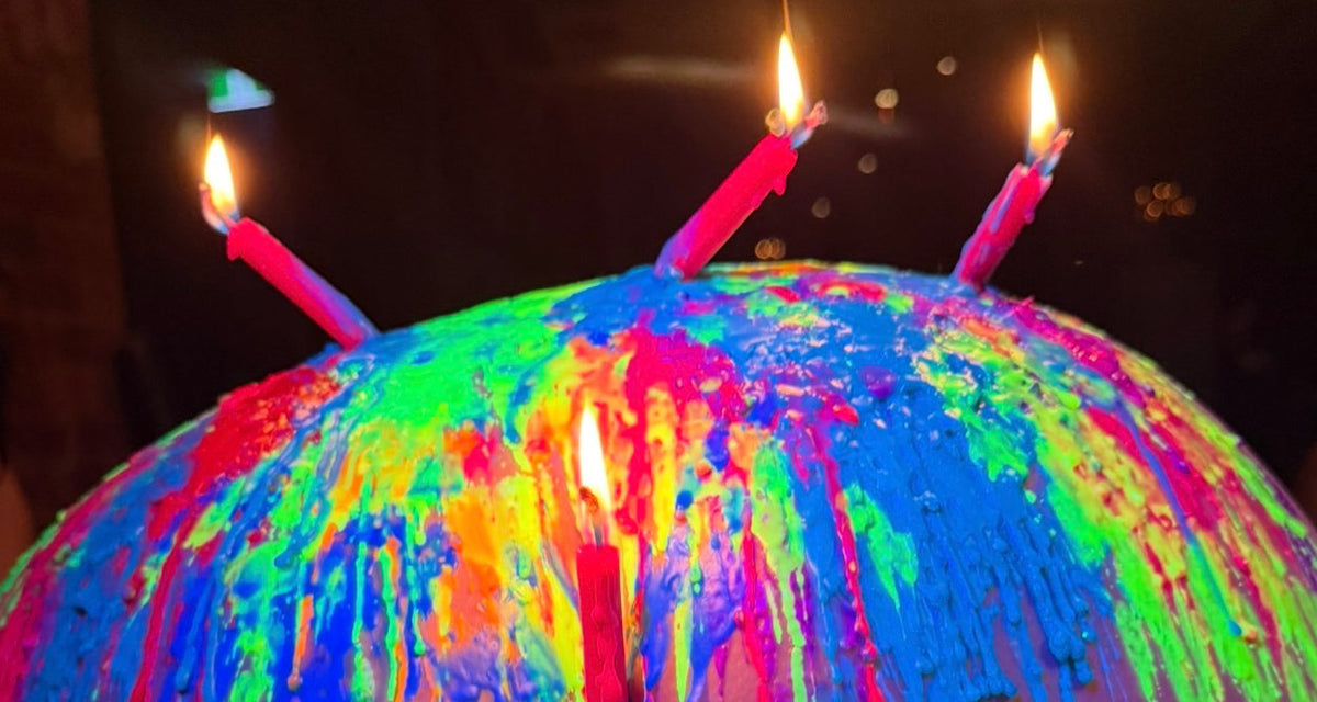 Neon Noir | UV Reactive Paraffin Pillar Wax Play Candles