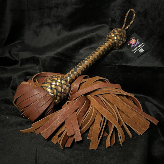 Whisky Room Collection - Extra Large Whisky Floater, Chocolate and Copper Cowhide Leather Flogger