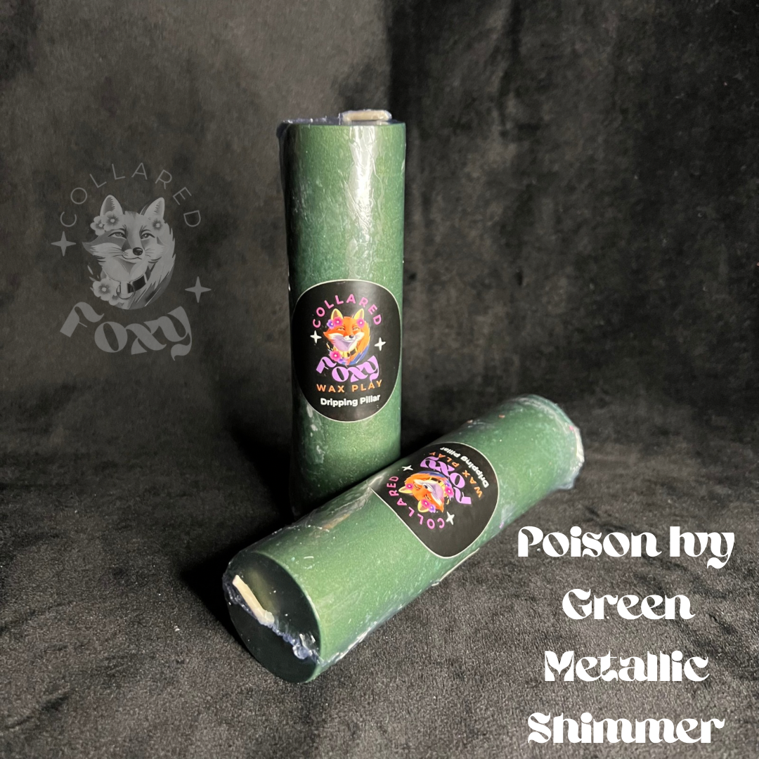 Poison Ivy Green Metallic Shimmer Paraffin Dripping Pillar Wax Play Candle