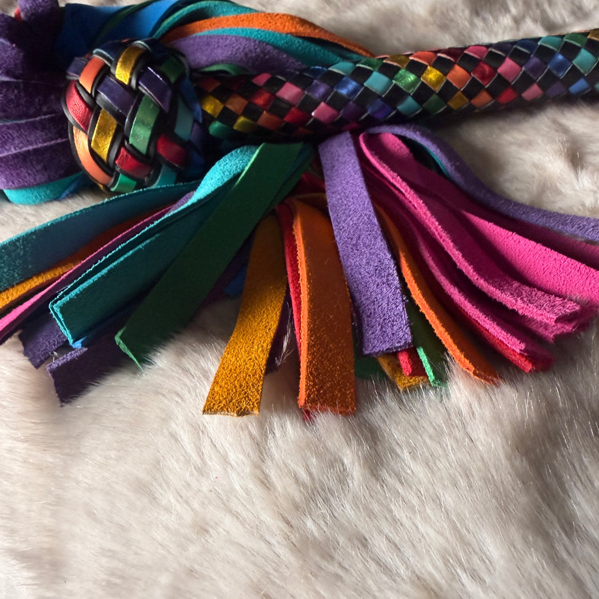 Prism | Rainbow Cowhide Suede Flogger