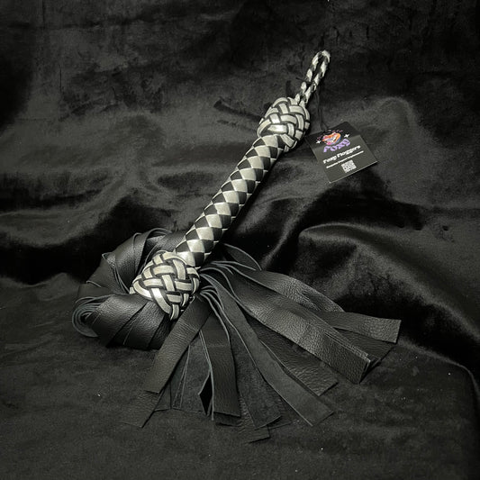 Medium Silver and Black Maestro Leather Flogger