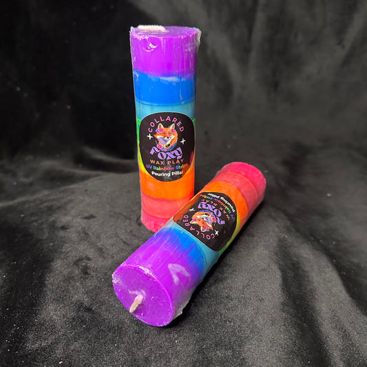 Rainbow Stripe UV Reactive Soy Pouring Pillar Wax Play Candle