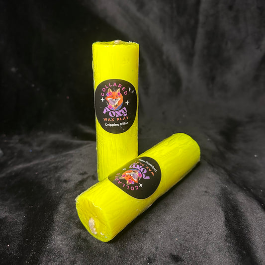 Yellow UV Reactive Parrafin Dripping Pillar Candle
