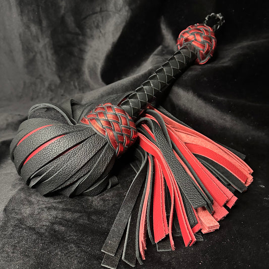 Medium Mop Red and Black Cowhide Leather Flogger