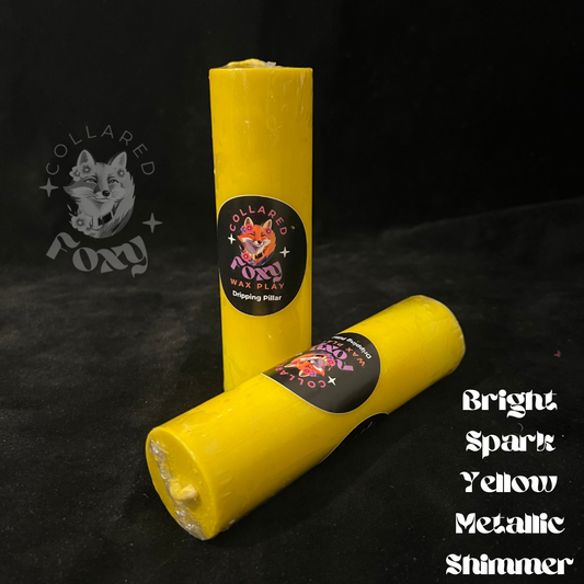 Bright Spark Yellow Metallic Shimmer Paraffin Dripping Pillar Wax Play Candle