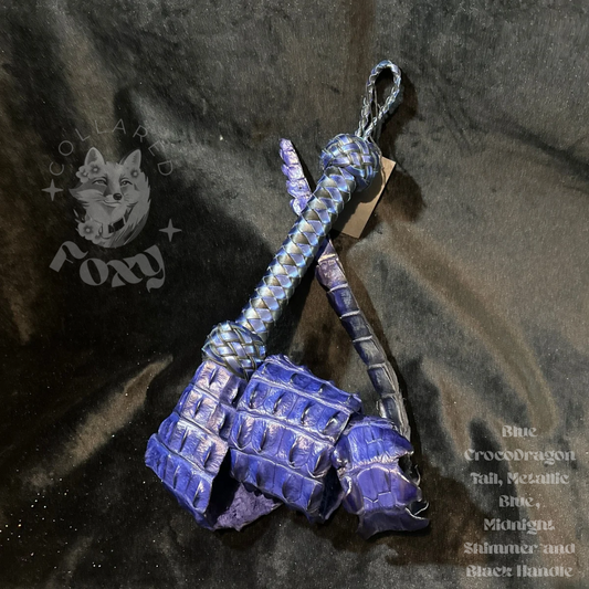 Blue CrocoDragon Single Tail Whip - Midnight Shimmer and Blue