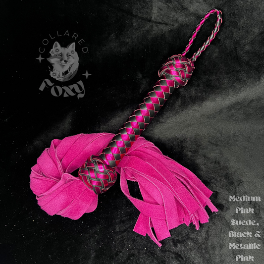 Medium Pink Suede Flogger - Diamond Braid